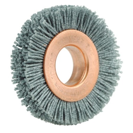 Weiler 1-1/2" Dia Nylox Wheel Brush, .022/120SC Crimp Fill, 1/2" Arbor Hole 17628